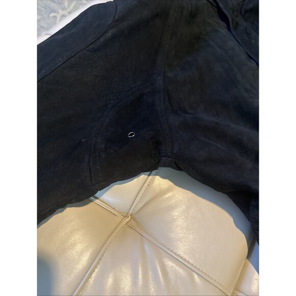 Villa Classico Vintage Heavy Black Suede Coat W/hood. Men’s. L - Picture 6 of 11